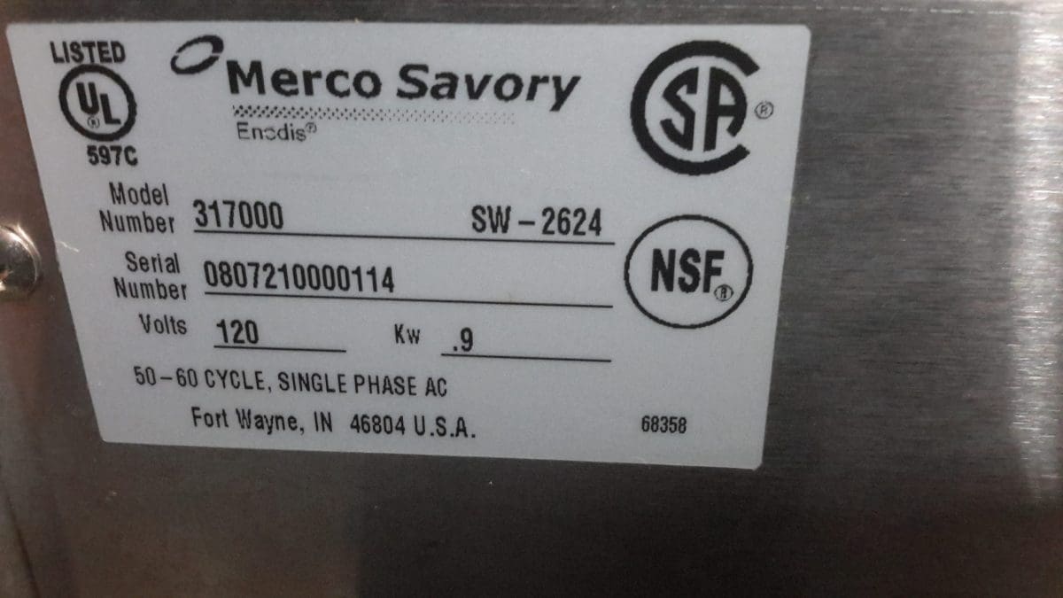 Merco SW-6224 Commercial Single Tier Sandwich Warmer - Used —